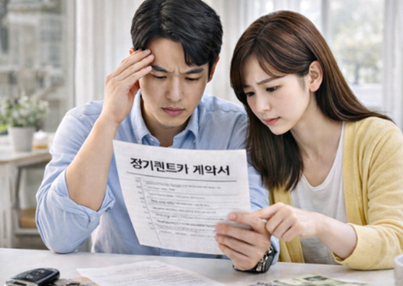 장기렌트 계약 조건 검토하는 모습