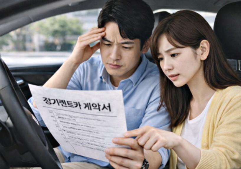 장기렌트 계약서 조항을 함께 확인하는 부부